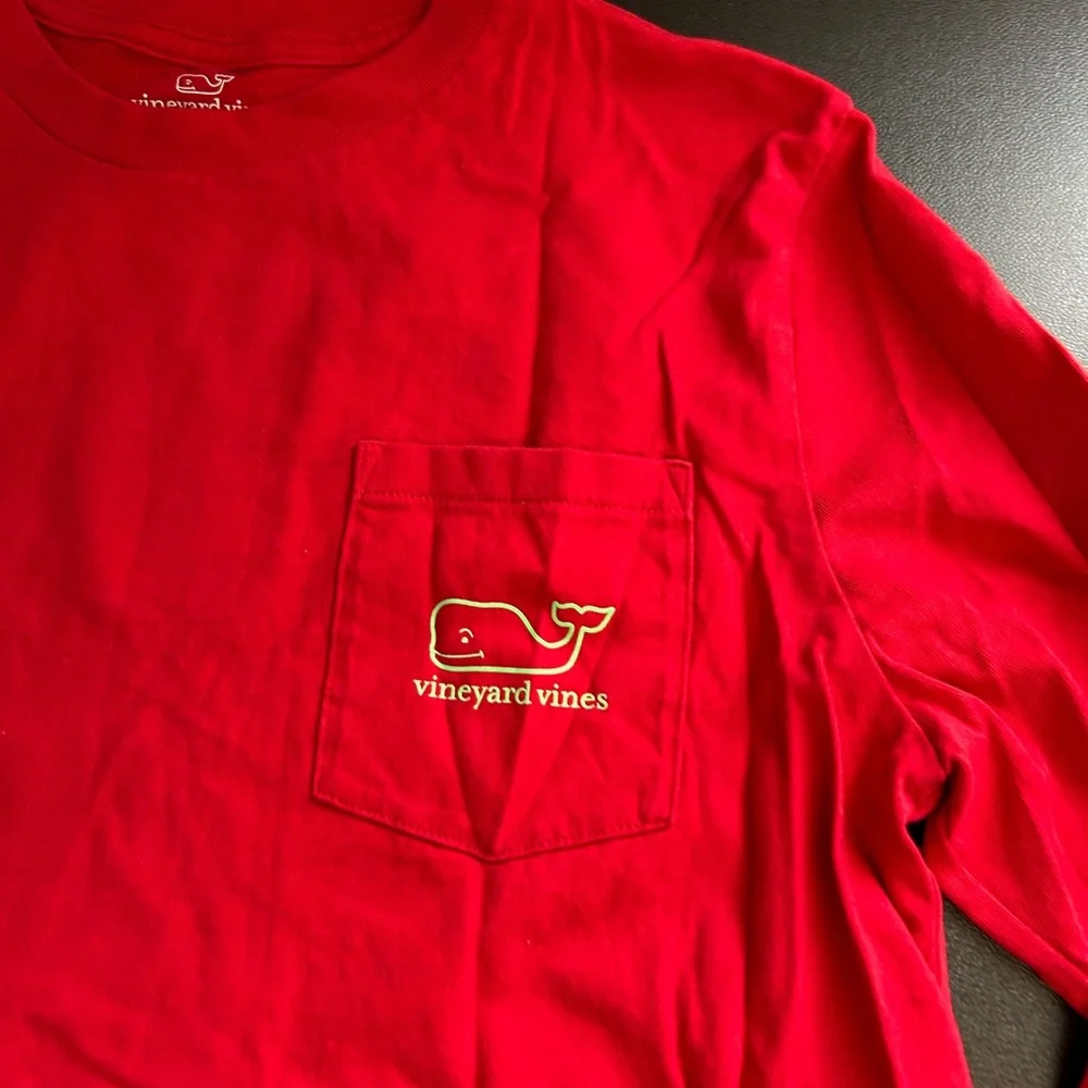 Vineyard Vines Youth‎ Large Red Long Sleeve Logo T Shirt Cotton Preppy Beachy